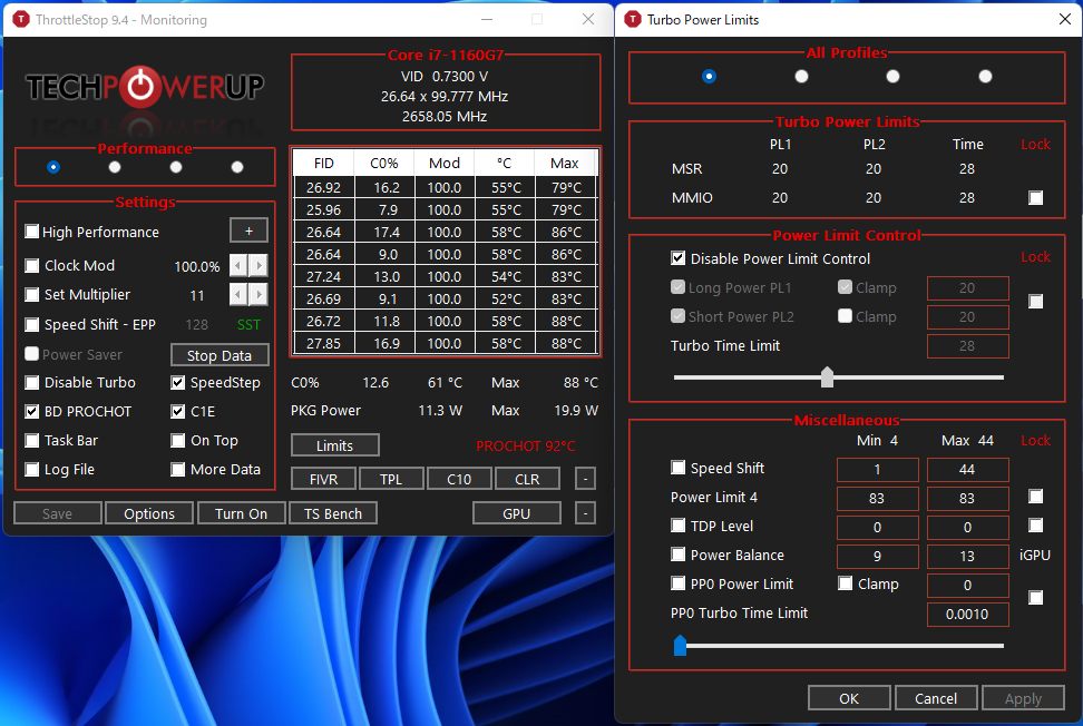 ThrottleStop 9.4 PowerLimit 解除する方法